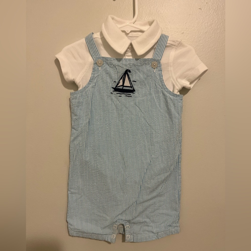 Striped Blue Sailboat Romper